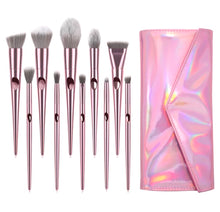 Load image into Gallery viewer, Pink Holographic 10 piece brush set
