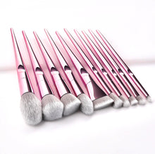 Load image into Gallery viewer, Pink Holographic 10 piece brush set
